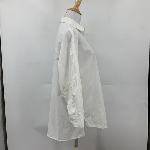Athleta Shirt Womens XS Extra Small Ivory Button Front Quarter Sleeve Poplin - Picture 7 of 15